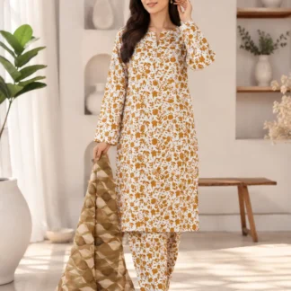 3 Pcs Women's Stitched Printed Suit