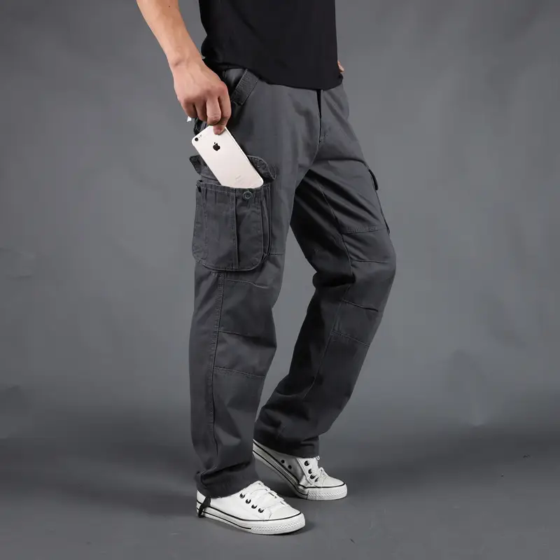 Men Loose Cargo Pants Multi-Pocket Winter Plus Size - Image 3