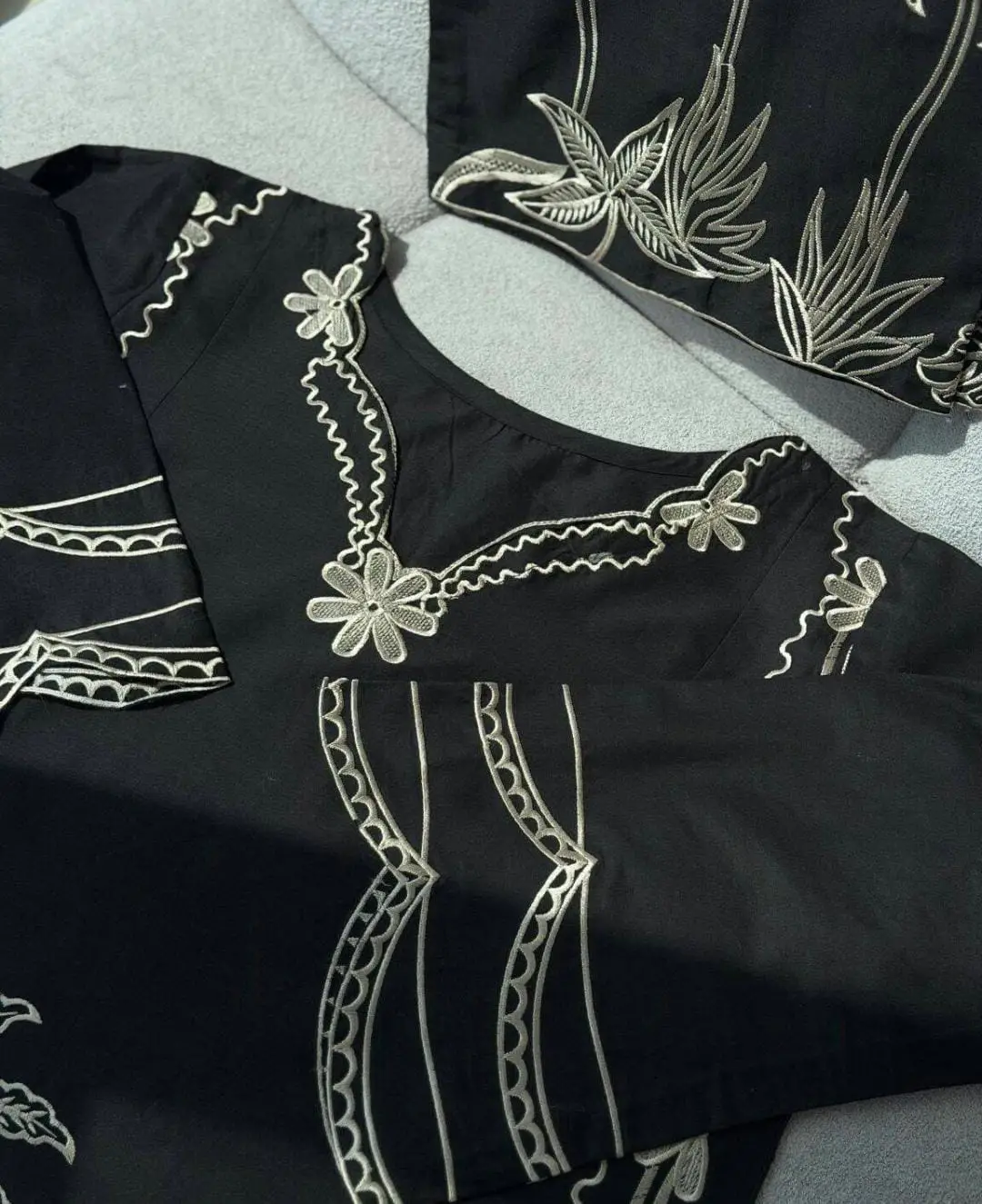 2 Pcs Women's Stitched Cotton Embroidered Shirt And Trouser - Image 4