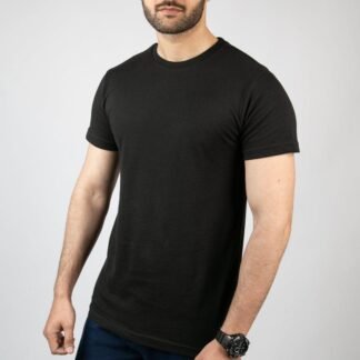 Men Cotton Jersey T-Shirt Black Round Neck Summer Wear
