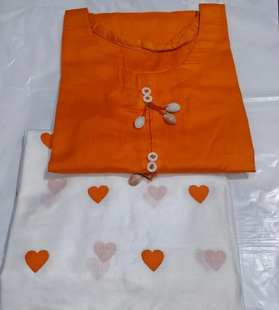 2 Pcs Women's Stitched Cotton Plain Shirt And Trouser - Image 2